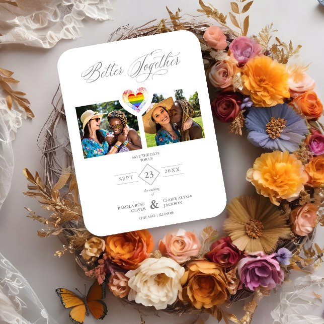 Better Together Pride Rainbow LGBT Heart 2 Photos Magnet (Creator Uploaded)