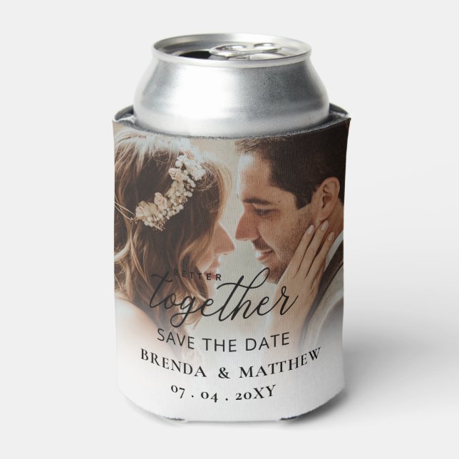 Better Together Script Photo Save The Date Can Cooler (Can Front)