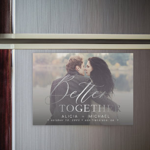 Better together script wedding photo save the date magnetic invitation