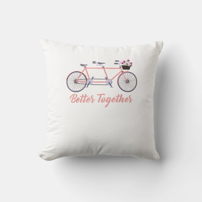 Better Together Tandem Bicycle Together Modern Des Cushion (Front)