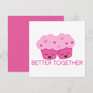 Better Together Two Cupcakes Pink Valentine's Holiday Card