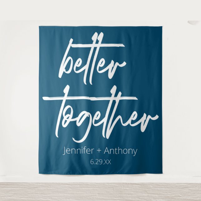 Better Together Wedding Personalised Backdrop Tapestry (Front)