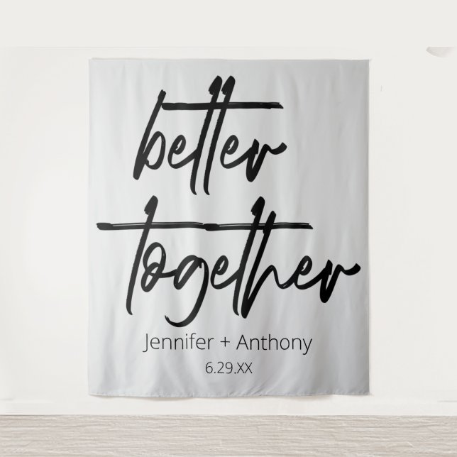 Better Together Wedding Personalised Backdrop Tapestry (Front)
