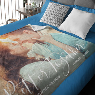 Better Together | Whimsy Typography Couple's Photo Fleece Blanket