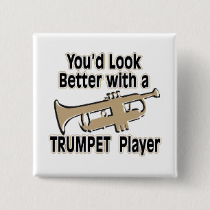 Better with a Trumpet Player 15 Cm Square Badge
