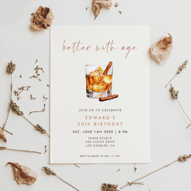 Better With Age Whisky Birthday Invitation (Creator Uploaded)