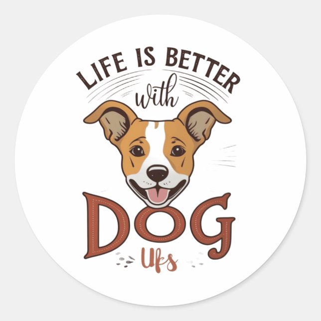 Better With Dogs Classic Round Sticker (Front)