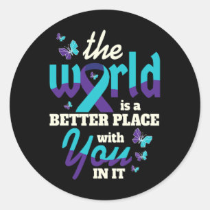 Better with You Suicide Awareness Mental Health  Classic Round Sticker