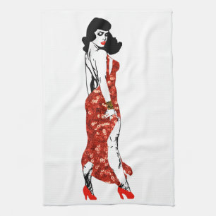 bettie pin up tea towel