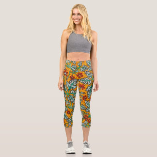 Betty's Yellow Flowers Capri Leggings