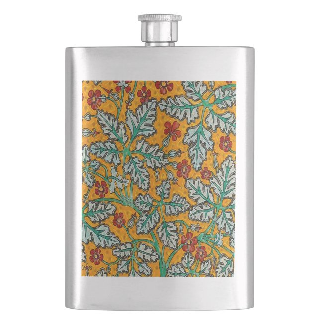 Betty's Yellow Flowers Hip Flask (Front)