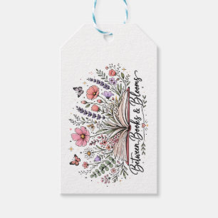 Between books and blooms book lover reader gift tags