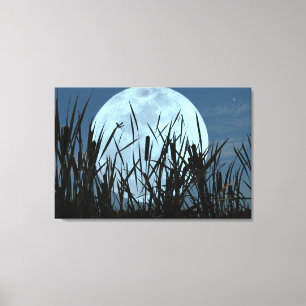Between Moon and Marsh Canvas Art Print