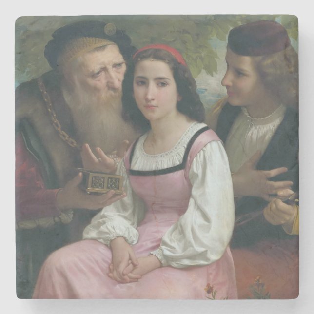 Between Riches and Love (by Bouguereau) Stone Coaster (Front)