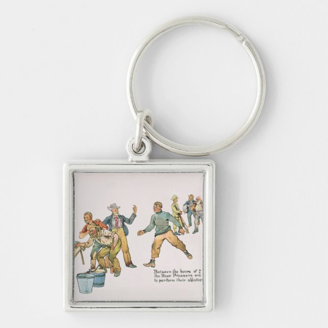 Between the hours of 7 and 8 a.m. key ring (Front)