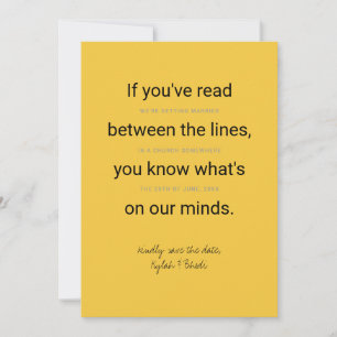 Between the Lines Typography Save the Date card