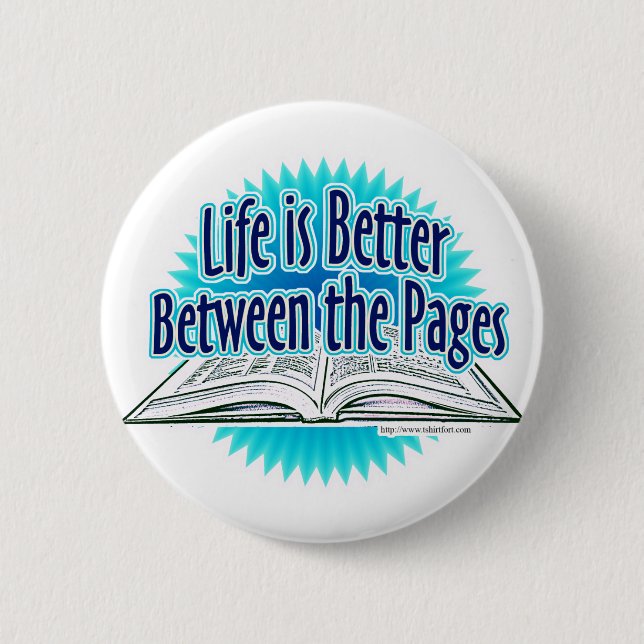Between the Pages Blue Style 6 Cm Round Badge (Front)