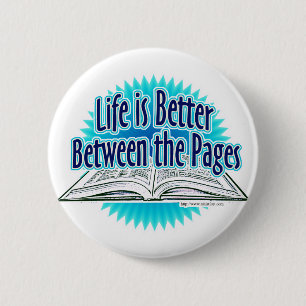 Between the Pages Blue Style 6 Cm Round Badge