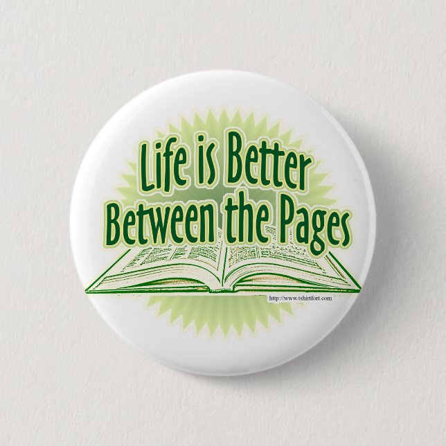 Between the Pages Green Style 6 Cm Round Badge (Front)
