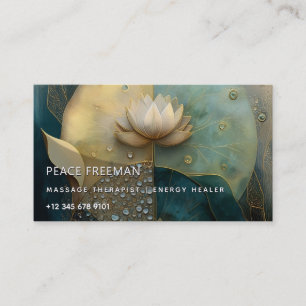 Between Water and Light Lotus Flower Design Business Card