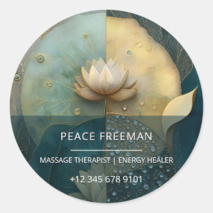 Between Water and Light Lotus Flower Design Classic Round Sticker