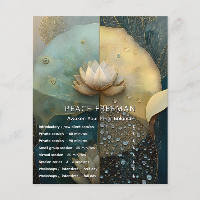 Between Water and Light | Lotus Flower Design Flyer (Front)