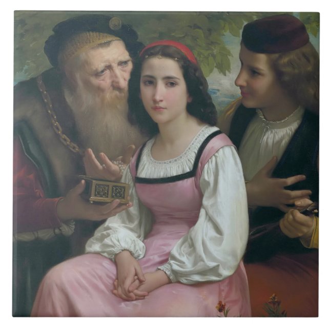 Between Wealth and Love (by Bouguereau) Tile (Front)