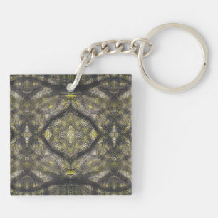 Betwixt Dark Yellow Abstract Watercolor Art Key Ring