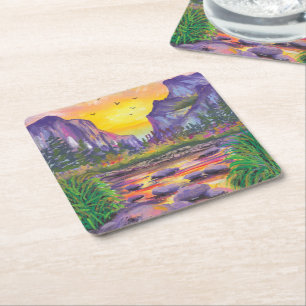 Beutiful Nature Custom Photo  Square Paper Coaster