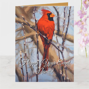 Beutiful Red Cardinal Bird Perched on a Branch Card