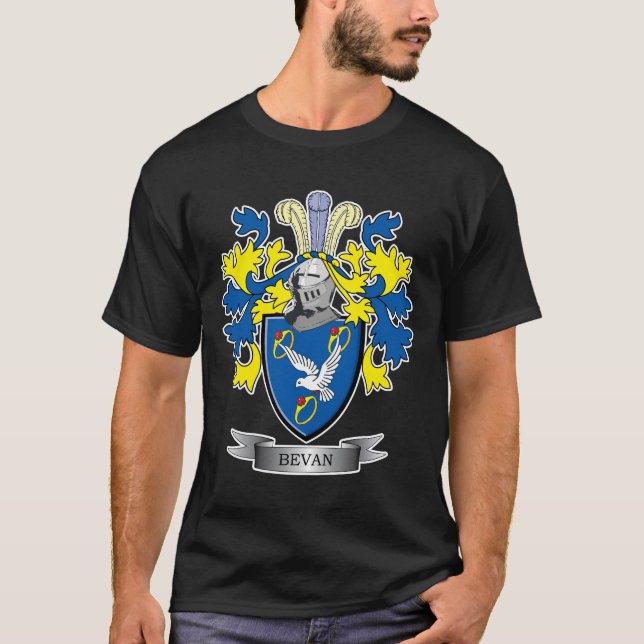 Bevan Family Crest Coat of Arms T-Shirt (Front)