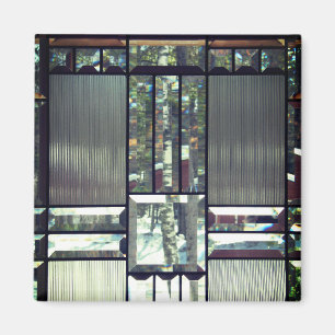 Beveled glass birch trees metallic silver modern magnet