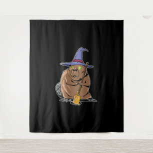 Bever Dressed As Witch - Halloween Beaver Tapestry