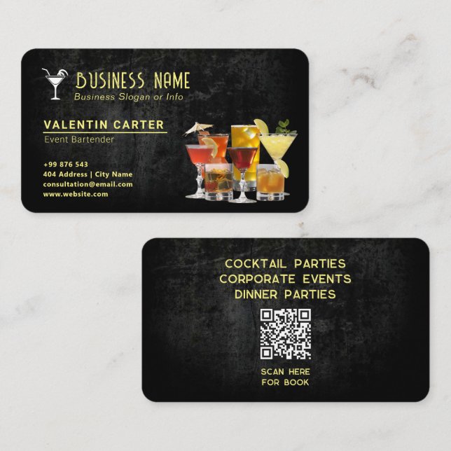 beverage bartender business | Modern black Card (Front/Back)