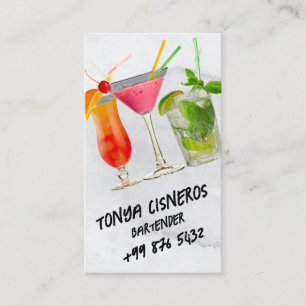 beverage bartender Professional Grey Watercolor Business Card