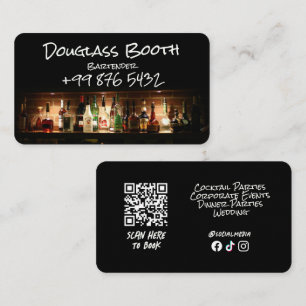 beverage bartender Professional Modern Black Business Card