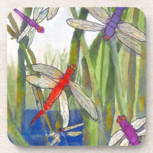 Beverage Coasters, Coasters Set of Four, Dragonfly