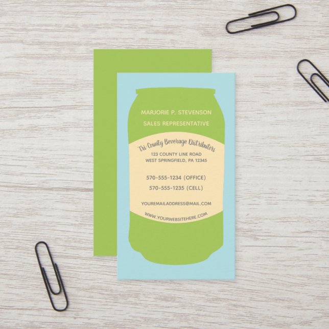 Beverage Distributor Aluminium Can Custom Business Card (Front/Back In Situ)