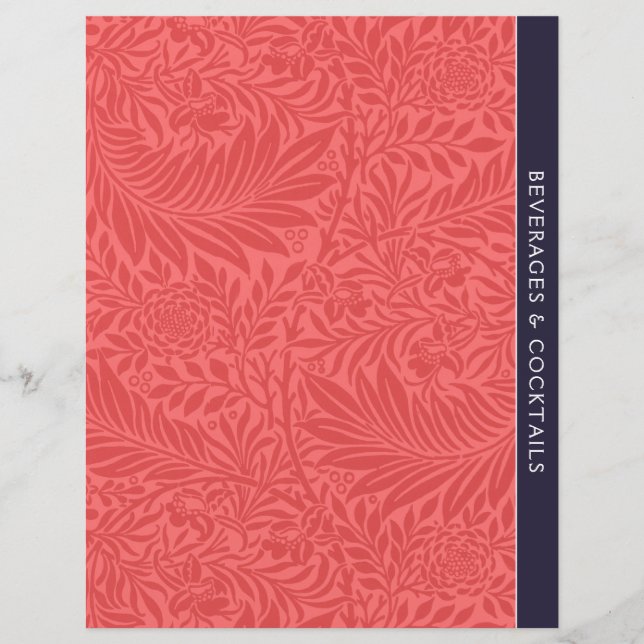 Beverages | Recipe Divider | Vintage Red Floral (Front)