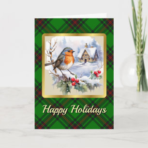 Beveridge Crest & Tartan w/Robin Personalised  Card