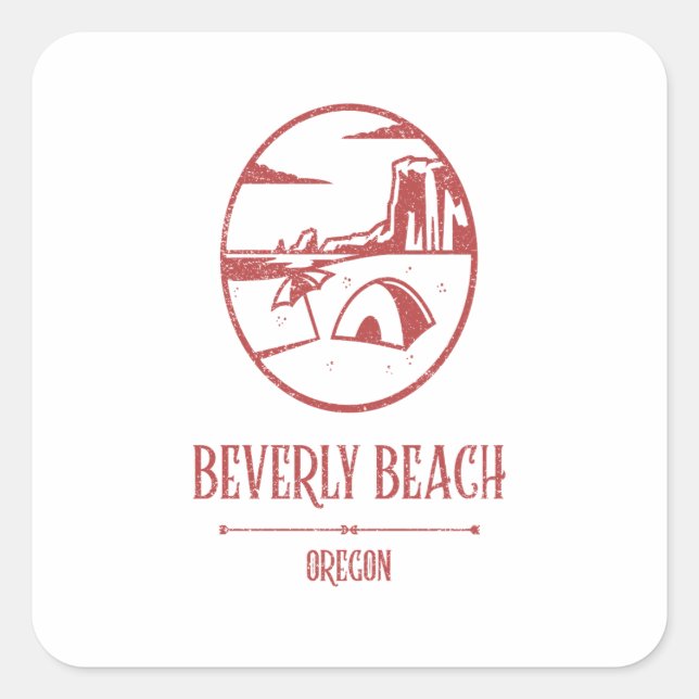 Beverly Beach - Oregon Square Sticker (Front)