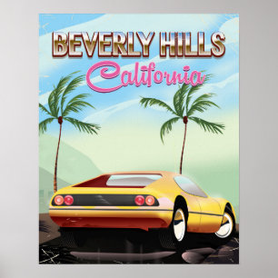 Beverly Hills California retro travel poster