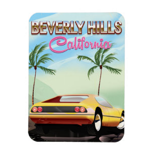 Beverly Hills California retro travel poster Magnet