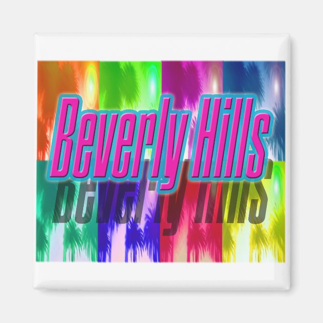 "Beverly Hills" Colourful Palms Magnet (Front)