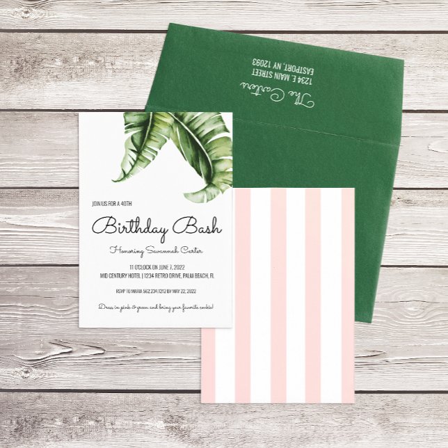 Beverly Hills Green & Pink  Birthday Party Invitation (Creator Uploaded)