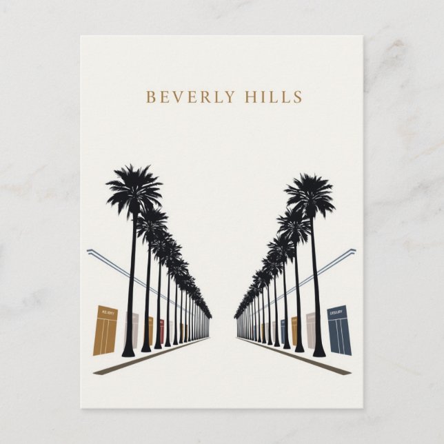 Beverly Hills Palm Tree Shopping Art Postcard (Front)