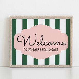 Beverly Hills Pink & Green Baby Shower Welcome Poster
