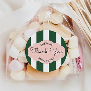 Beverly Hills Pink & Green Bridal Shower Favour Ta Classic Round Sticker
