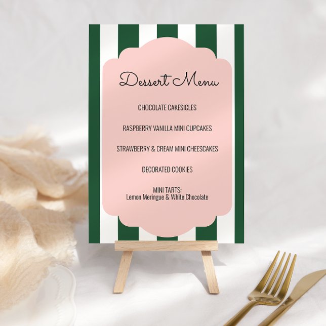 Beverly Hills Pink & Green Dessert Menu Sign Invitation (Creator Uploaded)