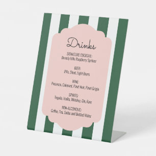 Beverly Hills Pink & Green Drink Menu Pedestal Sign